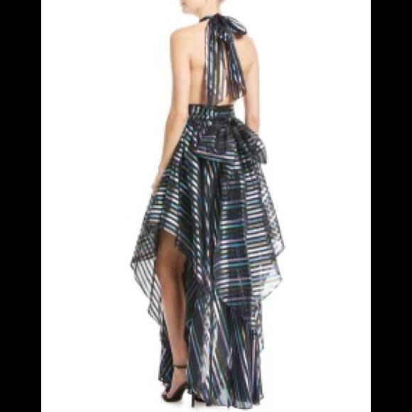 MILLY Angie Stripped organza halter gown - Picture 3 of 11